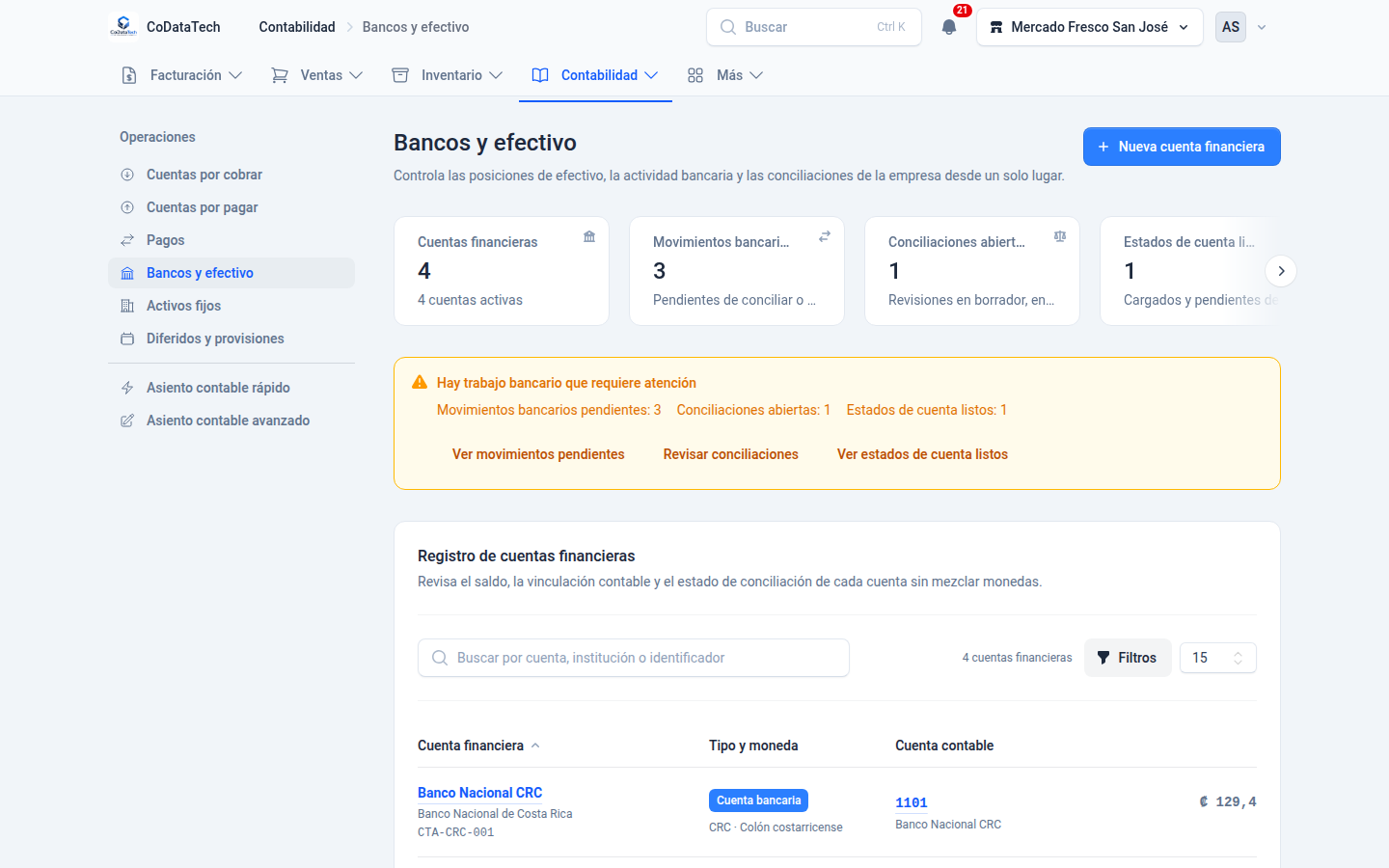 Pantalla de Software de contabilidad completa en Costa Rica