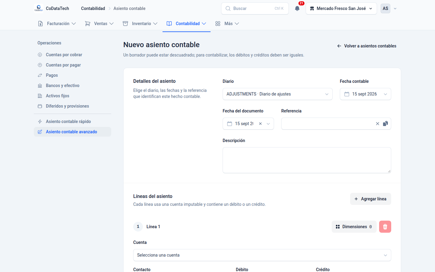 Vista de Software de contabilidad completa en Costa Rica