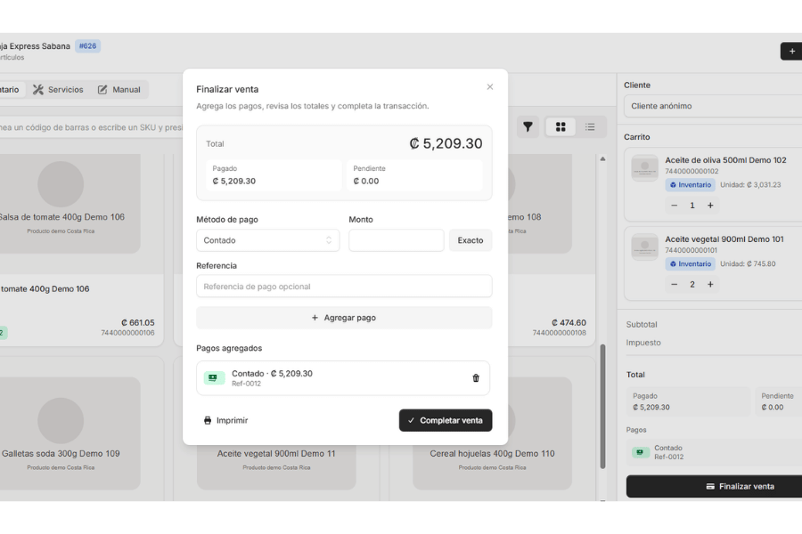 Control de caja en punto de venta